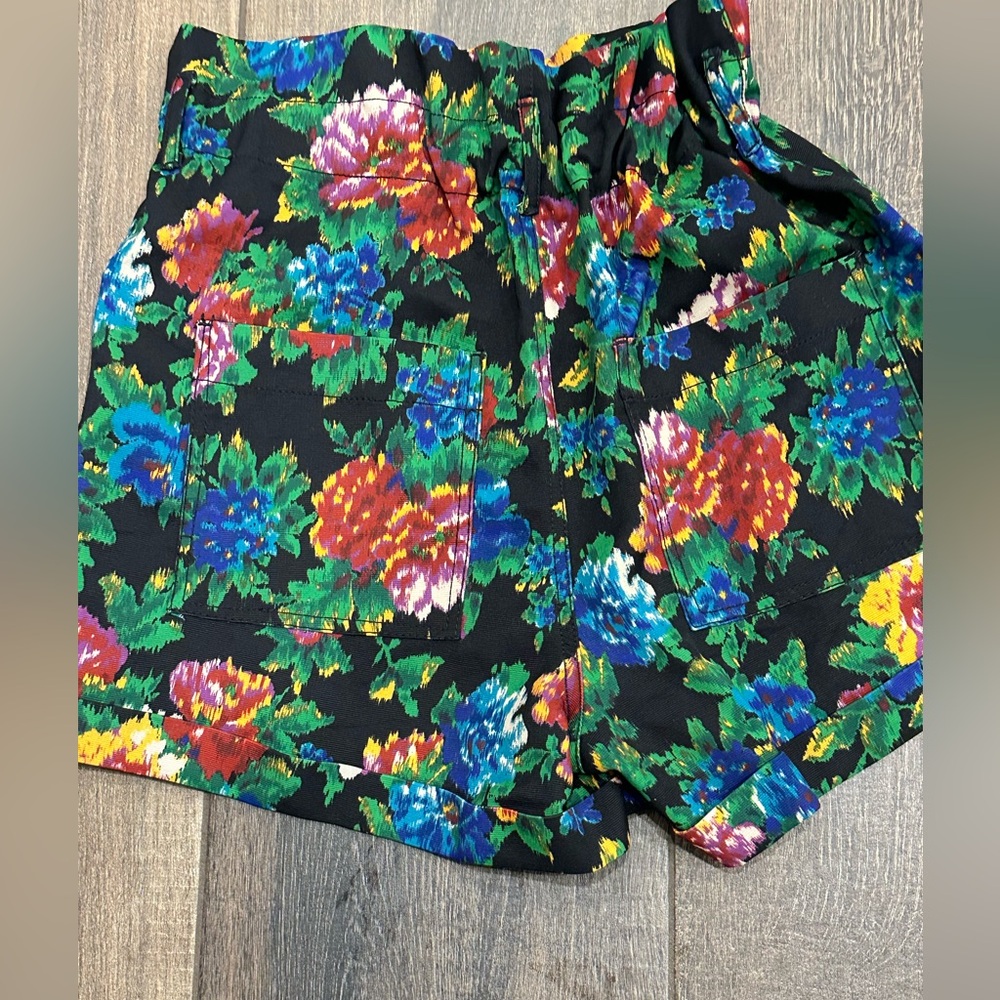 Zara Black Floral Print High Waist Bermuda Shorts Sz S New - Picture 4 of 8